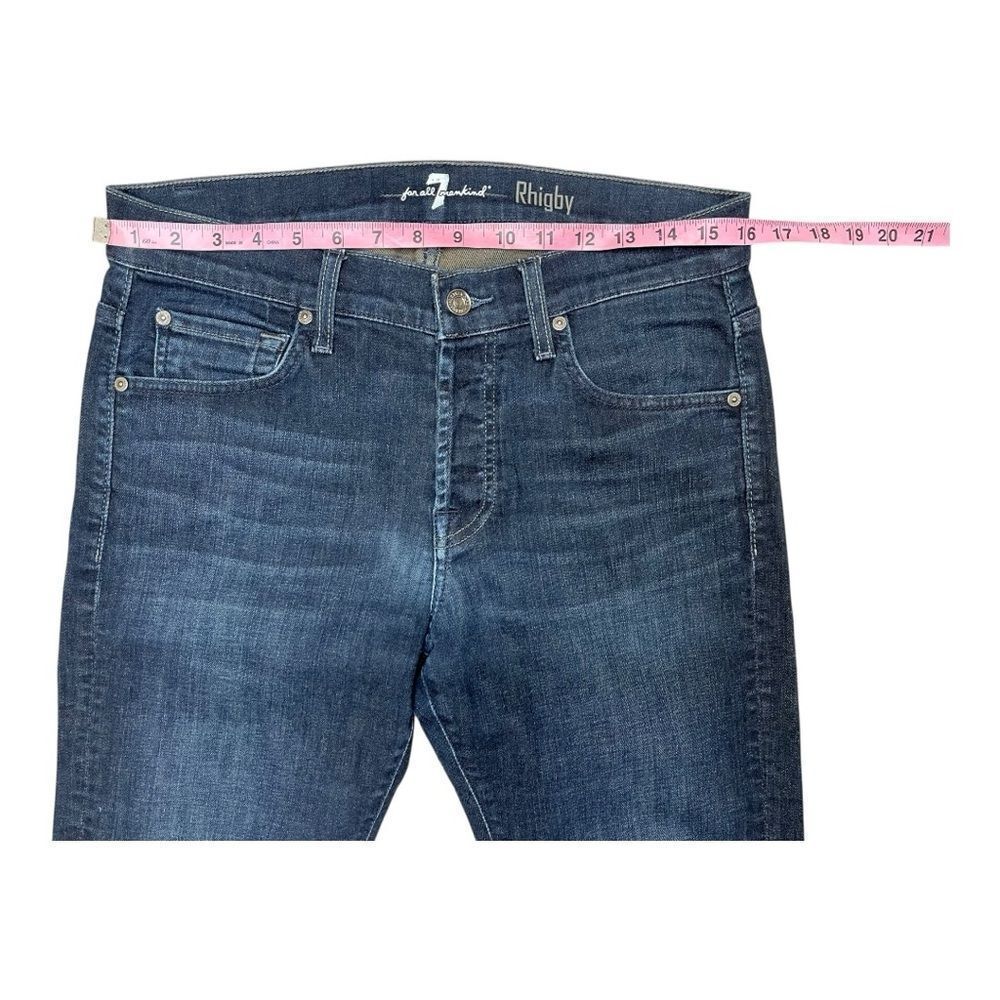 7 For All Mankind Men's Button Fly Rhigby Dark Wash Blue Jeans Size 31 - Picture 4 of 8